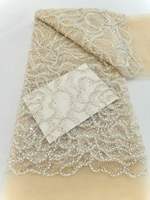 Tissus en dentelle perlée à sequins de haute qualité pour robes de mariée nigérianes et sacs de 5 yards