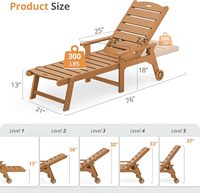 Chaise longue d'extérieur LUE BONA, chaise longue HDPS, 5 positions réglables, roues, bord de piscine, jardin, couleur bambou, fabriqué en Chine, extérieur