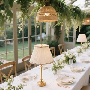 Đèn bàn đám cưới phong cách cổ điển Kim Loại Cơ sở Pin hoạt động trung tâm - Product Image 1