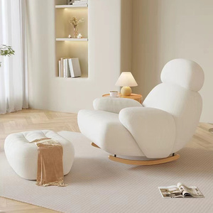 Mobilier moderne pour la maison chaise de loisir en tissu de forme humaine chaise longue <span class=keywords><strong>à</strong></span> balançoire en tissu de <span class=keywords><strong>fourrure</strong></span> blanche avec poufs - Product Image 2