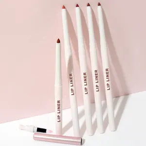 Crayon à lèvres rétractable imperméable et personnalisé de longue durée avec taille-pinceau Crayon à lèvres de marque privée brun végétalien en gros