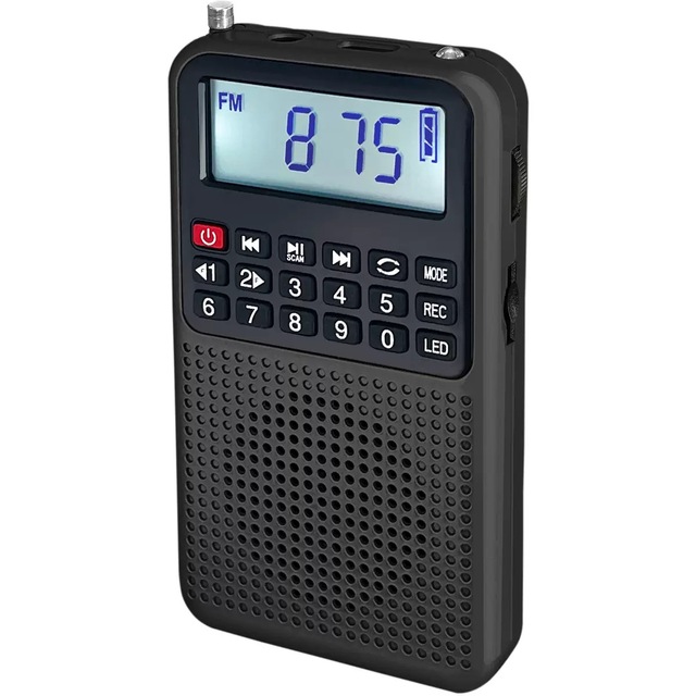 Mini Portable FM Radio with TF Card Slot Rechargeable Flashlight LED Light Earphone Jack Radios For Outdoor Cycling Running