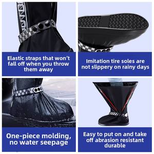 กางเกงกันฝนแบบสูงสำหรับผู้ชายและผู้หญิง  รองเท้าบูทกันฝนแบบหนาสำหรับผู้ใหญ่  ปลอกหุ้มรองเท้ากันฝนสำหรับขี่มอเตอร์ไซค์และการเดินทาง - Product Image 4