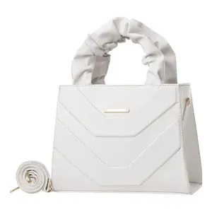 Borsa da Donna Fana Imala in Materiale Metallizzato Bianco con Manici Arricciati e Chiusura a Patta, Stile Casual per Feste - Product Image 1