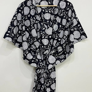 Kaftan court en soie pure, taille unique, ample et confortable pour toutes les tailles, environ 47 pouces, fournisseur d'Inde - Product Image 1