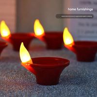Lampe LED sans flamme à capteur d'eau, effet de flamme électrique, lumière orange chaude pour la décoration de la maison à l'occasion du Diwali, coffret cadeau pour le festival