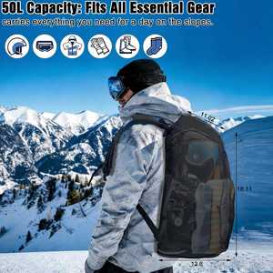 Bolsa de Transporte para Esquí y Snowboard, Mochila Impermeable con Cierre de Cremallera de 50L para Viajes con Casco, Gafas, Guantes y Accesorios - Product Image 2