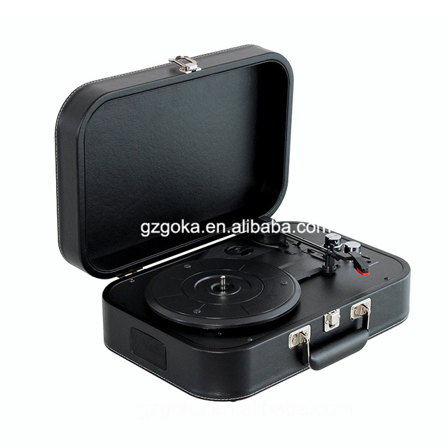 New Vinyl Turntable PU Leather Elliptic Design Suitcase Record Player With Blue Tooth Function Multi-function Can Be Customized