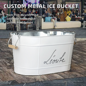 ถังน้ำแข็งเหล็กเคลือบสังกะสีพร้อมหูหิ้ว ดีไซน์สี่เหลี่ยมขนาดใหญ่ สำหรับใส่เหล้าวิสกี้ เบียร์ ไวน์ และใช้ในงานปาร์ตี้ ทนทานต่ออุณหภูมิ - Product Image 4