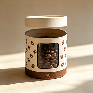 Conteneur alimentaire biodégradable sur mesure, emballage pour grains de café, tube cylindrique hermétique avec fenêtre - Product Image 6