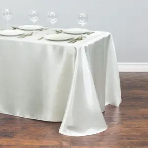 Mantel rectangular de satén blanco para mesa, cubierta de tela para decoración de boda y banquete