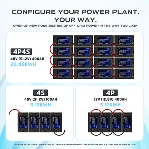 Lifepo4 Battery 12v 24v 48v 100ah 150ah 200ah 300ah 400ah Solar Lifepo4 Lithium Energy Box Storage Battery Pack System