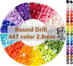 Perles de broderie mosaïque 5D DIY écologiques en acrylique rondes imprimées, 2,8 mm, 447 couleurs DMC, pour peinture diamant, foret rond - Product Image 1