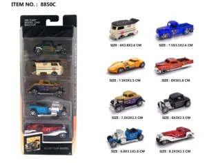 5PCS Colorful Mini Free Wheel Alloy Model Muscle Vehicles Toys Metal Diecast Toys Car Set 1/64 diecast car