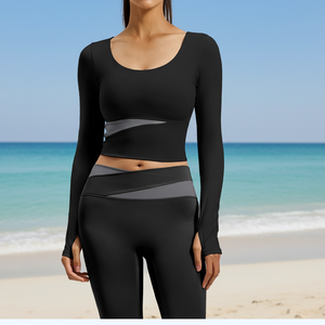 Traje de Yoga y Pilates para Mujer, Ecológico, Transpirable, de Secado Rápido, con Estampado de Bloques de Color, Spandex/Poliéster, Corte Ajustado, para Fitness y Running - Product Image 6