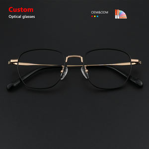 קלאסי רטרו קטן מסגרת טיטניום משקפיים לגברים ולנשים אופנתיות מחייכות עיצוב פנים עם גימור זהב אצטט - Product Image 1