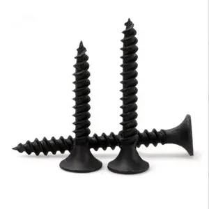 Tornillo plano de cabeza de cordoncillo para paneles de yeso, tornillo phillips de fosfato negro y gris, rosca gruesa fina, gran oferta