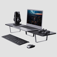 Support pour écran d'ordinateur portable en bois double avec pieds inclinés pour meubles de bureau à domicile Écran 13 "~ 32"
