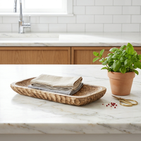 Plateau en bois de paulownia fait main en forme de cœur, finition rustique carbonisée vintage, plateau de service, bol à fruits minimaliste, table basse