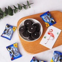 Biscuits Halal en Gros Mini Sandwichs au Chocolat et à la Crème 376g, Biscuits Noirs en Vrac, Snack Exotique