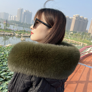 Real Fox Fur Collar Winter Neck Warmer Long Furry Scarf Women's Coat Hood Fur Trims Outdoor Adult Accessories - Product Image 6