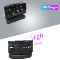 Günstiger Multifunktions-Dreh-Digital-LED-Wecker im Küstendesign mit einstellbarer Helligkeit, Schlummerfunktion und ABS-Gehäuse