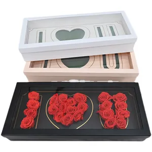 Vente en gros Boîte à fleurs rose pliable pour fête des mères Boîte de gîte rectangulaire je t'aime maman florale pour maman Emballage de fleurs - Product Image 2