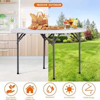 Tables rondes pliantes blanches de 6 pieds pour banquets, mariages et événements extérieurs – Idéales pour la location commerciale