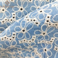 HAPPEAK doux coton Denim tissu fournisseurs en vrac Jacquard fleur broderie Denim tissu Textile pour la Production de vêtements