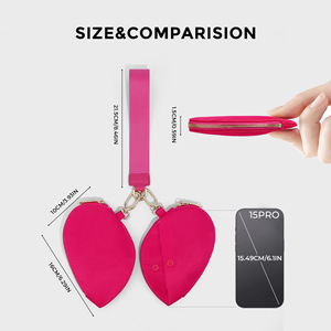 LU LU <b>Heart</b> <b>Shape</b> Dual Zipper Pouch Wristlet Bag Luxury Mini Women's Coin Purse Metal Zipper Portable Girl's Keychain <b>Handbag</b> - Product Image 5
