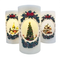 Nouveautés 2020, manège, train, décoration de Noël, arbre de Noël, Navidad, scène joyeuse de Noël, bougie pilier en cire LED, vente en gros