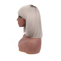 YesWigs Pas Cher En Gros Fabriqué À La Machine Bob Perruques 613 Blonde Dentelle Fermeture Courte 10 Pouces Avec Une Frange Épaisse Ombre Bob Perruque Darks Roots