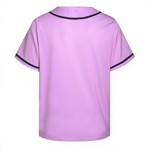 Camiseta de Béisbol Rosa de Manga Corta con Cuello en V, Cierre con Cordón, Transpirable, Absorbe la Humedad, Corte Regular, Color Sólido, Nombre del Equipo - Product Image 2