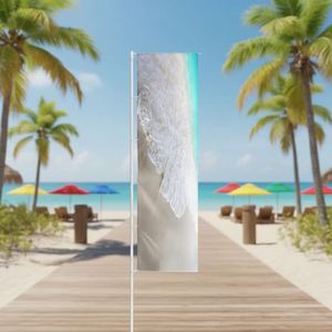 Drapeau de plage personnalisé imprimé avec des plumes - Bannière publicitaire pour événements en plein air - Product Image 1