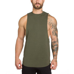 All'ingrosso taglie forti in <span class=keywords><strong>cotone</strong></span> girocollo senza maniche ampio Casual canottiere traspirante palestra Fitness da uomo t-shirt - Product Image 4
