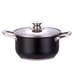 Ensemble de 4 pièces de vaisselle moderne en acier inoxydable à double fond, antiadhésif, avec marmite à soupe et couvercle en verre noir, combinaison magnétique - Product Image 5