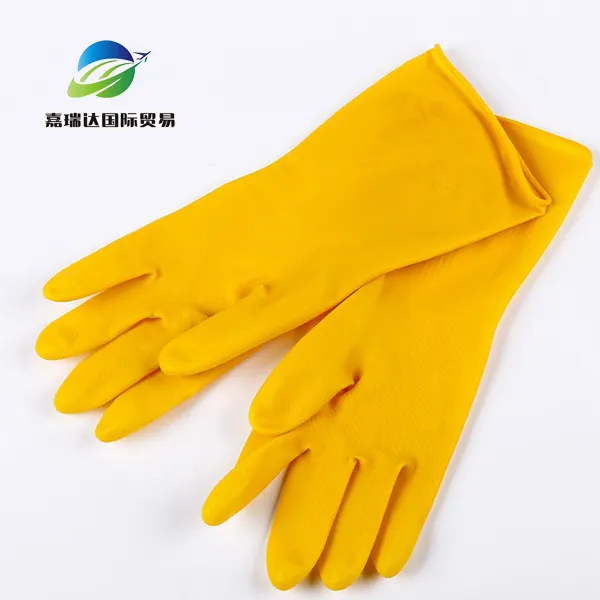 Amarillo guantes de látex impermeable Química industrial guantes