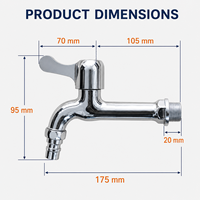 Robinet mural en plastique PP pour cuisine, eau froide uniquement, avec cartouche en plastique, vente en gros Brésil Asie du Sud-Est