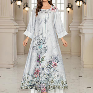 Vestido Largo Informal con Estampado y Cuentas con Incrustaciones de Diamantes, Estilo Europeo Americano, Abaya para Mujeres Musulmanas - Product Image 6