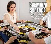 Tapis de Mahjong (33"x33") - Antidérapant, Réduction du Bruit, 4 Joueurs, Tapis de Mahjong Américain - Sun-04