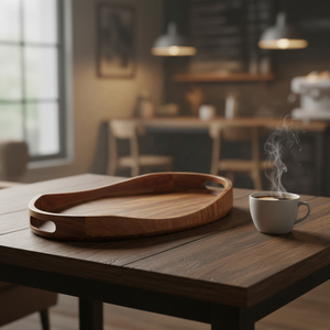 Plateau <span class=keywords><strong>de</strong></span> service en bois d'acacia traditionnel avec poignées, 17"x13", décoratif, pour ottoman, salon, table basse, petit-déjeuner, chevet, bougies - Product Image 6