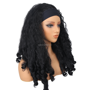 Parrucca Afro Naturale Nera con Elastico, Resistente al Calore, Capelli Sintetici ad Alta Temperatura, Ricci Morbidi - Product Image 1