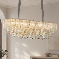 Lustre de plafond en cristal de luxe moderne avec abat-jour en verre faits à la main pour salon, chambre à coucher, hall d'hôtel