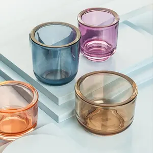 In stock luxury amber glass candle jar candle cup for candle making