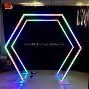 Smooth Luxury White Light Diamond Frame Wedding Arch Tunnel Multi Square Geometric Light Archway Wedding Aisle Runner Entrance - Product Image 4