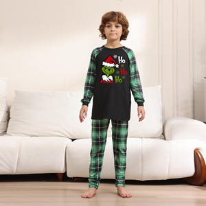 Ensemble Pyjama Loungewear en Coton à Manches Longues à Carreaux Verts pour Femme, Tenue de Maison Assortie pour la Famille, Noël, Printemps Été Automne - Product Image 3