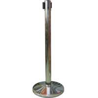 Poteau de guidage de file d'attente en acier inoxydable empilable avec miroir rétractable et barrière de séparation à sangle