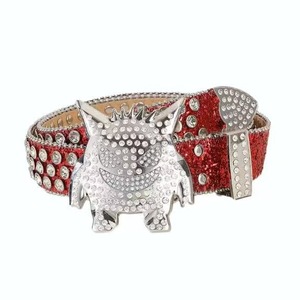 Ceinture Hip-Hop en Alliage Style Européen et Américain, Ceinture Western avec Strass Monstres, Ceinture en Cuir Cristal pour Hommes et Femmes, Ceinture Bb <span class=keywords><strong>Simon</strong></span> - Product Image 3