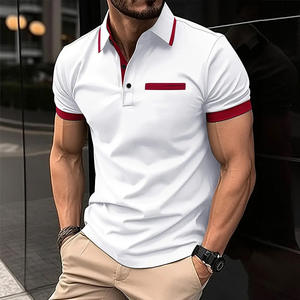 Camiseta Casual para Hombre, Lisa, con Bolsillo en el Pecho, Cierre de Botones, Estilo Business, Bloques de Color, Tejido Anti-Pilling, 180 Gramos - Product Image 1