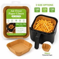 Lot multi-paquets : Doublures carrées écologiques et enduites pour friteuse à air, 5 pouces, marron (100/125/150 pièces) pour le pain - Prix de gros